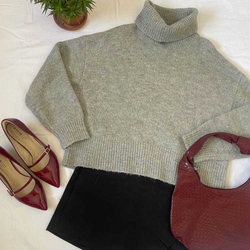 Gray Turtleneck Sweater